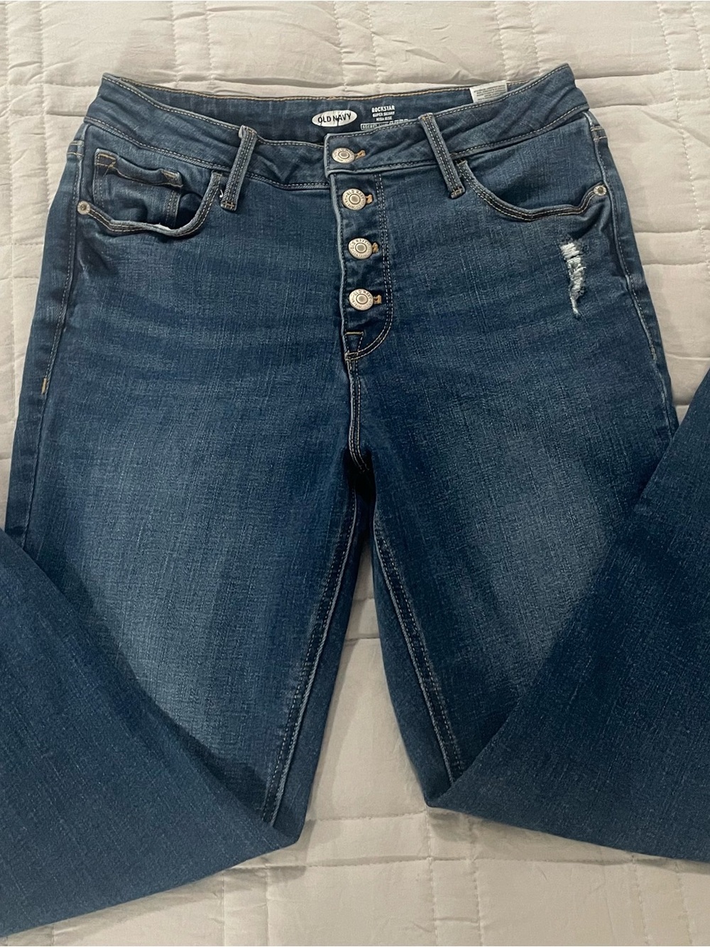 Old Navy Women's Dark Blue High-Rise Button-Fly Jeans
